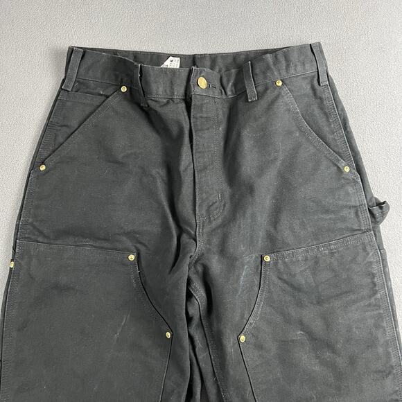 Carhartt Pants Mens 32X30 Black Carpenter Double Knee Canvas Outdoor Workwear - Picture 2 of 10